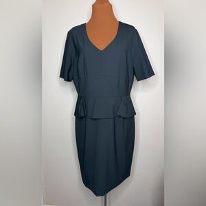 Antonio Melani Short Sleeve Black Peplum Dress Knee Length Size 14